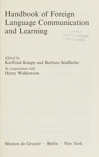 Cover for Handbook of Foreign Language Communication (Handbooks of Applied Linguistics)