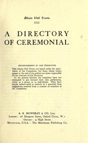 Cover for A Directory of ceremonial.