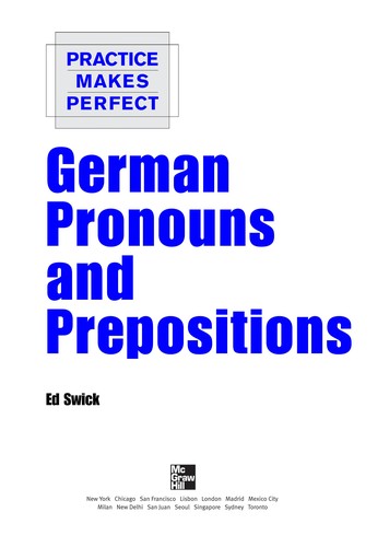 Cover for German pronouns and prepositions