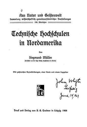 Cover for Technische Hochschulen in Nordamerika