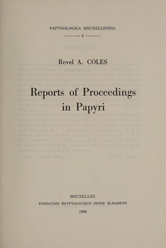 Cover for Reports of proceedings in papyri