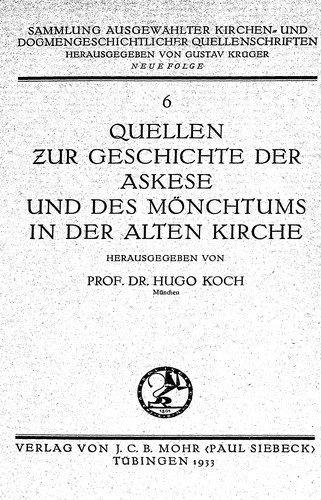 Cover for Quellen zur Geschichte der Askese und des Mönchtums in der alten Kirche