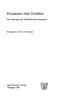 Cover for Prosakunst ohne Erzählen
