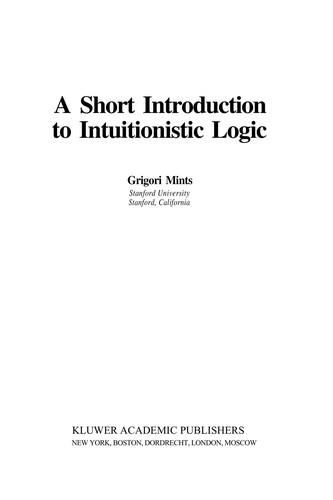 Cover for A short introduction to intuitionistic logic