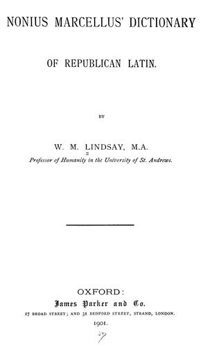 Cover for Nonius Marcellus' dictionary of Republican Latin.