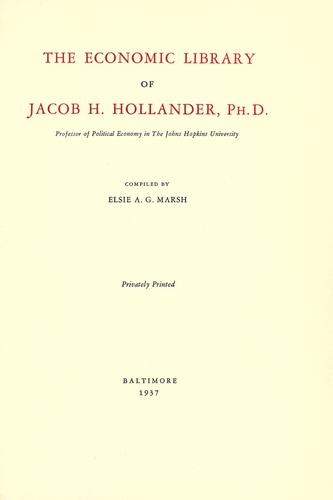 Cover for The economic library of Jacob H. Hollander ...