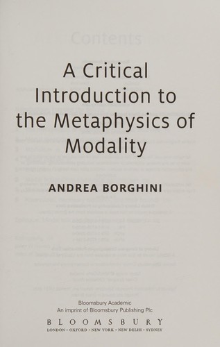 Cover for Critical Introduction to the Metaphysics of Modality