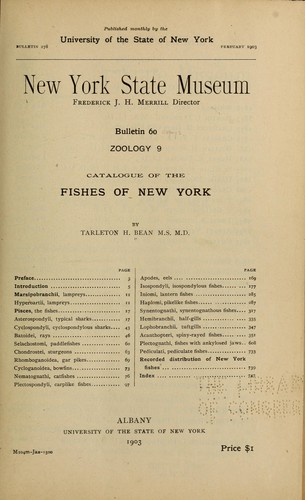 Cover for Catalogue of the fishes of New York.