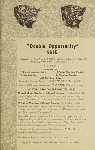 Cover for "Double opportunity sale"