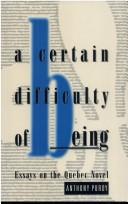 Cover for A certain difficulty of being