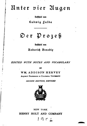 Cover for Unter vier Augen: Lustspiel