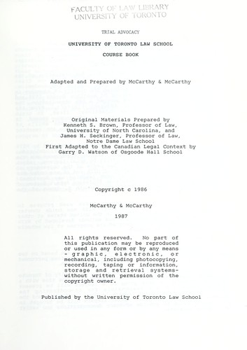 Cover for Trial advocacy
