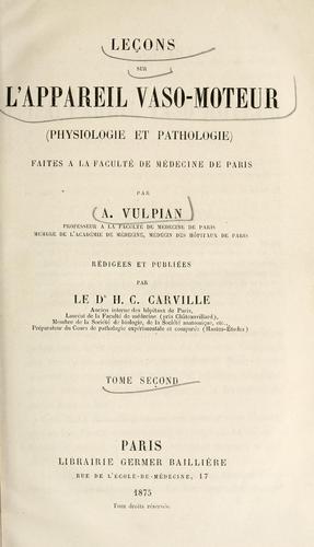 Cover for Les sur l'appareil vaso-moteur, physiologie et pathologie