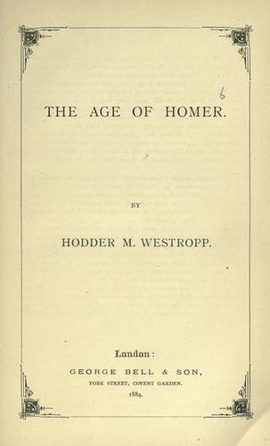 Cover for The age of Homer