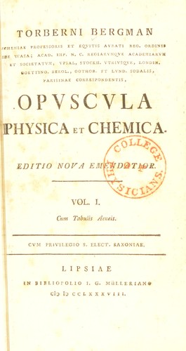 Cover for Opuscula physica et chemica. Pleraque seorsim antea edita