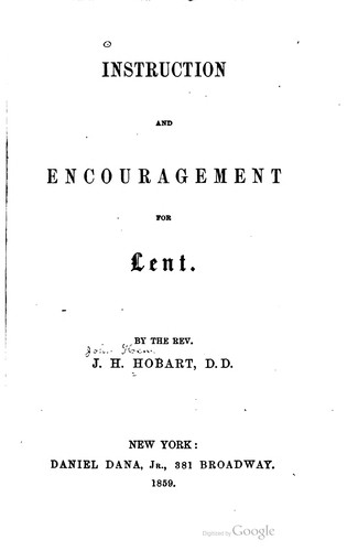 Cover for Instruction and encouragement for Lent