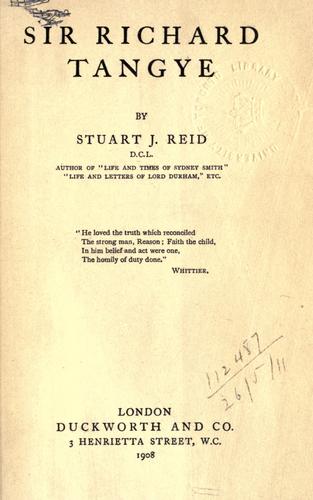 Cover for Sir Richard Tangye.