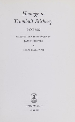 Cover for Homage to Trumbull Stickney