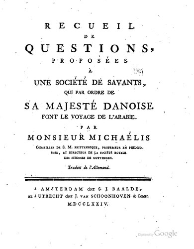Cover for Recueil de questions, proposées à une société de savants