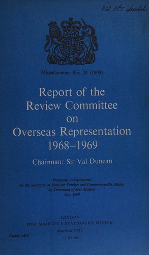 Cover for Report of the Review Committee on Overseas Representation, 1968-1969.