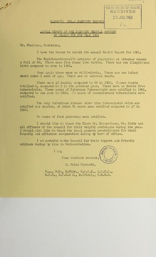 Cover for [Report 1961]