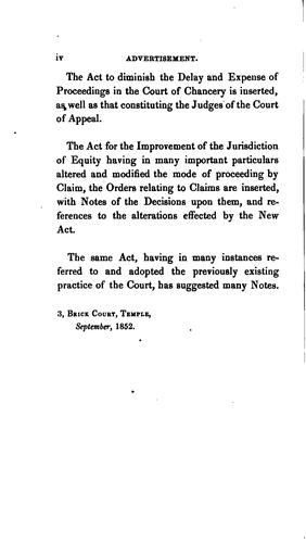 Cover for The Statutes for Amending the Practice in Chancery: For the Abolition of the Office of Master ...