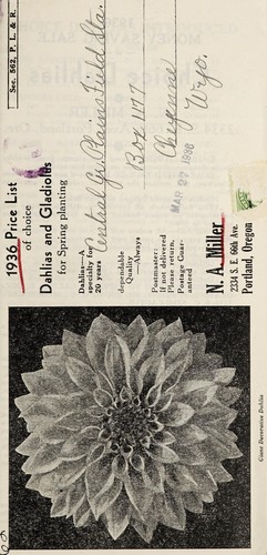 Cover for 1936 price list of choice dahlias and gladiolus for spring planting