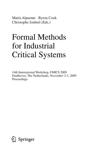Cover for Formal methods for industrial critical systems