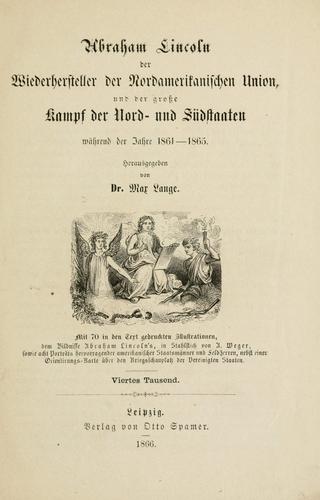 Cover for Abraham Lincoln der wiederhersteller der nordamerikanischen union