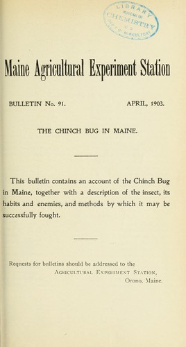 Cover for The chinch bug in Maine