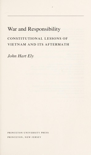 Cover for War and responsibility