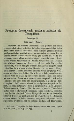 Cover for Procopius Caesariensis quatenus imitatus sit Thucydidem
