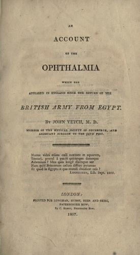 Cover for An account of the ophthalmia which has appeared in England since the return of the British army from Egypt