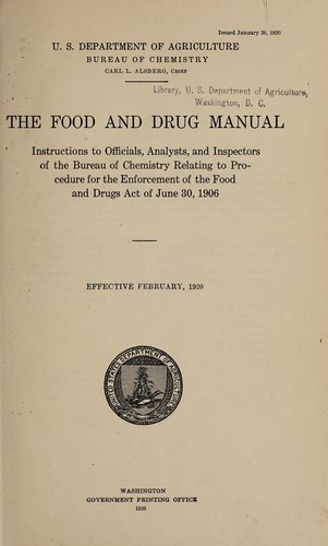Cover for The food and drug manual