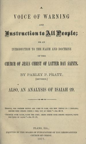 Cover for A voice of warning and instruction to all people, or, An introduction to the faith and doctrine of the Church of Jesus Christ of Latter-day Saints