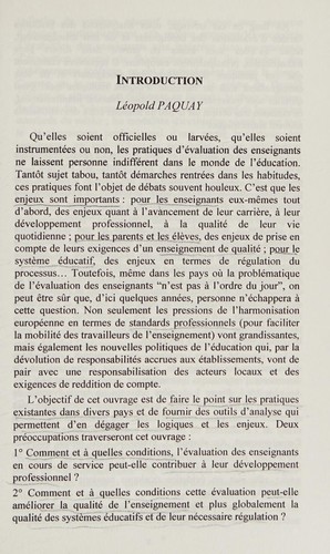 Cover for L'évaluation des enseignants