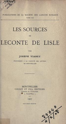 Cover for sources de Leconte de Lisle.