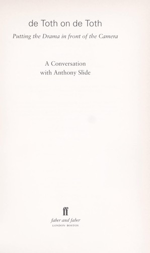 Cover for De Toth on de Toth