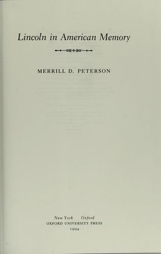 Cover for Lincoln in American memory