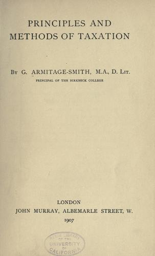 Cover for Principles and methods of taxation