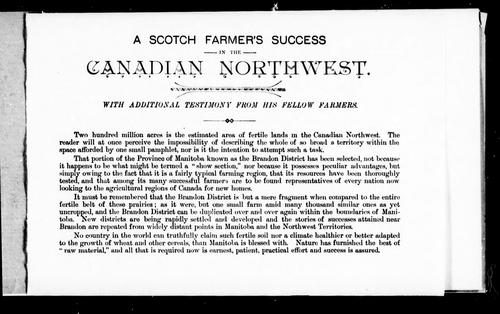 Cover for A Scotch farmer's success in the Canadian North-West