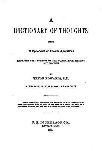 Cover for dictionary of thoughts
