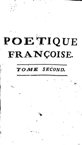 Cover for Poetique françoise