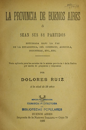 Cover for La provincia de Buenos Aires ...