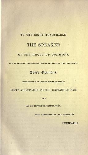 Cover for The opinions of Sir Robert Peel