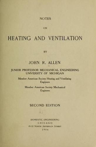 Cover for Notes on heating and ventilation