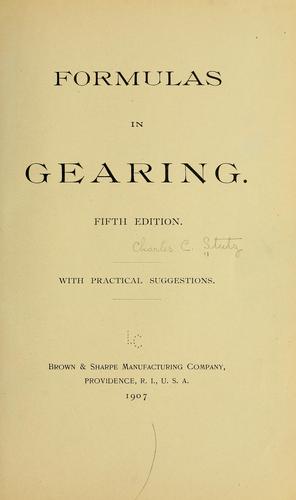 Cover for Formulas in gearing