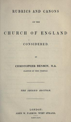 Cover for Rubrics and canons of the Church of England considered