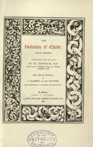 Cover for The imitation of Christ