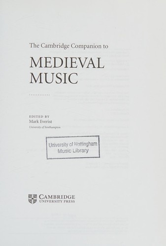 Cover for The Cambridge Companion to Medieval Music